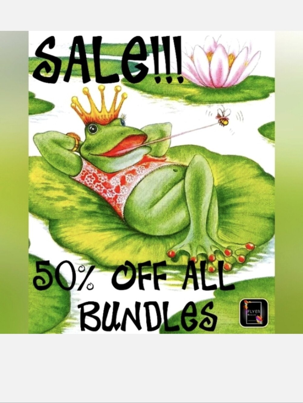 Whimsical Frog Art Print - Green & Pink, 50% Off All Bundles 3 Or More!